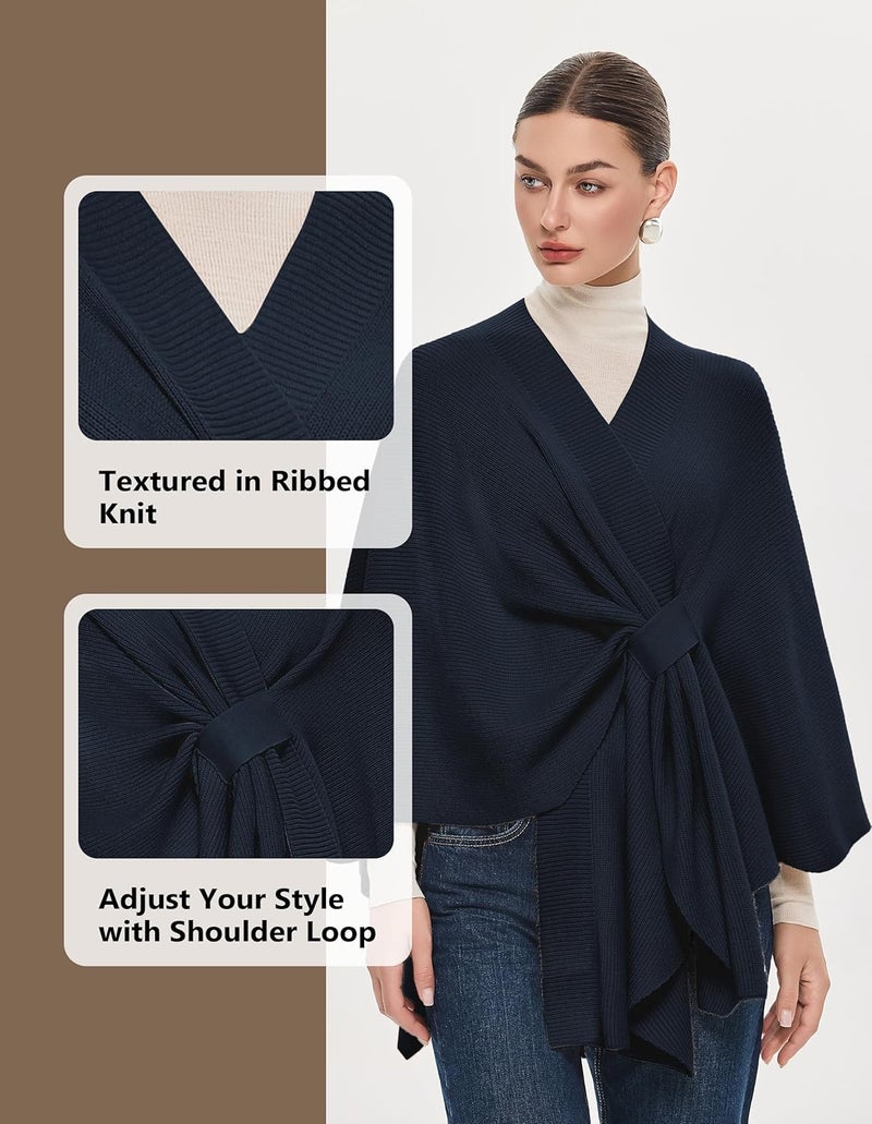 Puli Women's Elegant Shawl Wraps Soft Open Front Poncho Sweater for Spring Fall Winter - Image 5